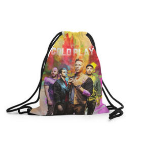 Рюкзак-мешок 3D с принтом Coldplay в Петрозаводске, 100% полиэстер | плотность ткани — 200 г/м2, размер — 35 х 45 см; лямки — толстые шнурки, застежка на шнуровке, без карманов и подкладки | cold play | rock | колд плей | колд плэй | колдплей | колдплэй | рок