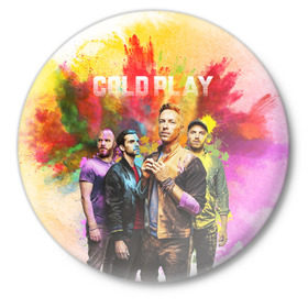 Значок с принтом Coldplay в Петрозаводске,  металл | круглая форма, металлическая застежка в виде булавки | cold play | rock | колд плей | колд плэй | колдплей | колдплэй | рок