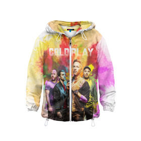 Детская ветровка 3D с принтом Coldplay в Петрозаводске, 100% полиэстер | подол и капюшон оформлены резинкой с фиксаторами, по бокам два кармана без застежек, один потайной карман на груди | cold play | rock | колд плей | колд плэй | колдплей | колдплэй | рок