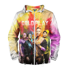 Мужская ветровка 3D с принтом Coldplay в Петрозаводске, 100% полиэстер | подол и капюшон оформлены резинкой с фиксаторами, два кармана без застежек по бокам, один потайной карман на груди | cold play | rock | колд плей | колд плэй | колдплей | колдплэй | рок