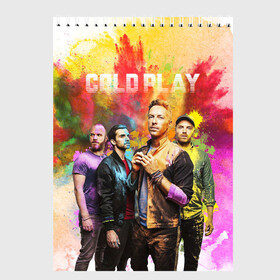 Скетчбук с принтом Coldplay в Петрозаводске, 100% бумага
 | 48 листов, плотность листов — 100 г/м2, плотность картонной обложки — 250 г/м2. Листы скреплены сверху удобной пружинной спиралью | Тематика изображения на принте: cold play | rock | колд плей | колд плэй | колдплей | колдплэй | рок
