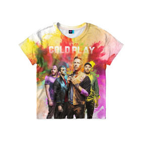 Детская футболка 3D с принтом Coldplay в Петрозаводске, 100% гипоаллергенный полиэфир | прямой крой, круглый вырез горловины, длина до линии бедер, чуть спущенное плечо, ткань немного тянется | cold play | rock | колд плей | колд плэй | колдплей | колдплэй | рок