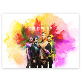 Поздравительная открытка с принтом Coldplay в Петрозаводске, 100% бумага | плотность бумаги 280 г/м2, матовая, на обратной стороне линовка и место для марки
 | cold play | rock | колд плей | колд плэй | колдплей | колдплэй | рок