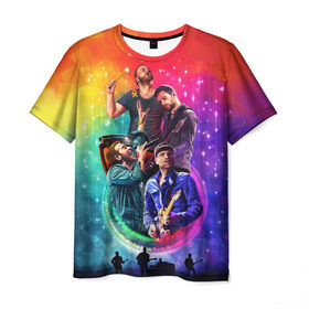 Мужская футболка 3D с принтом Coldplay в Петрозаводске, 100% полиэфир | прямой крой, круглый вырез горловины, длина до линии бедер | 