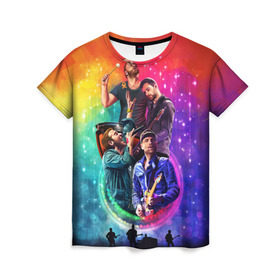 Женская футболка 3D с принтом Coldplay в Петрозаводске, 100% полиэфир ( синтетическое хлопкоподобное полотно) | прямой крой, круглый вырез горловины, длина до линии бедер | 