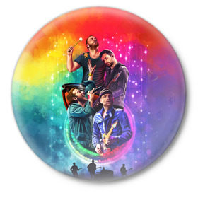 Значок с принтом Coldplay в Петрозаводске,  металл | круглая форма, металлическая застежка в виде булавки | 