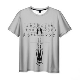 Мужская футболка 3D с принтом Лампочки в Петрозаводске, 100% полиэфир | прямой крой, круглый вырез горловины, длина до линии бедер | stranger things | гирлянда | очень странные дела