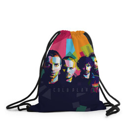 Рюкзак-мешок 3D с принтом Coldplay в Петрозаводске, 100% полиэстер | плотность ткани — 200 г/м2, размер — 35 х 45 см; лямки — толстые шнурки, застежка на шнуровке, без карманов и подкладки | cold play | rock | колд плей | колд плэй | колдплей | колдплэй | рок