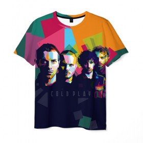 Мужская футболка 3D с принтом Coldplay в Петрозаводске, 100% полиэфир | прямой крой, круглый вырез горловины, длина до линии бедер | cold play | rock | колд плей | колд плэй | колдплей | колдплэй | рок