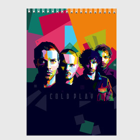 Скетчбук с принтом Coldplay в Петрозаводске, 100% бумага
 | 48 листов, плотность листов — 100 г/м2, плотность картонной обложки — 250 г/м2. Листы скреплены сверху удобной пружинной спиралью | Тематика изображения на принте: cold play | rock | колд плей | колд плэй | колдплей | колдплэй | рок
