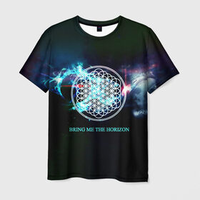 Мужская футболка 3D с принтом Bring Me the Horizon космос в Петрозаводске, 100% полиэфир | прямой крой, круглый вырез горловины, длина до линии бедер | bmth | bring me the horizon | альтернативный метал | альтернативный рок | группа | достань для меня горизонт | дэткор | метал | рок | электроник рок