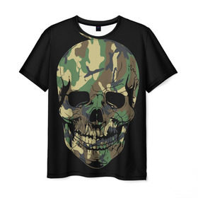 Мужская футболка 3D с принтом Череп Армия в Петрозаводске, 100% полиэфир | прямой крой, круглый вырез горловины, длина до линии бедер | army | biker | ffm | skeleton | skull | армия | байкер | камуфляж | каска | скелет | череп | шлем