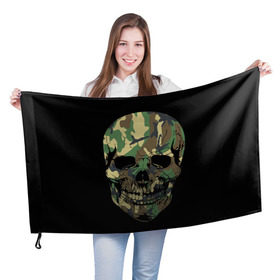 Флаг 3D с принтом Череп Армия в Петрозаводске, 100% полиэстер | плотность ткани — 95 г/м2, размер — 67 х 109 см. Принт наносится с одной стороны | army | biker | ffm | skeleton | skull | армия | байкер | камуфляж | каска | скелет | череп | шлем