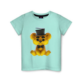 Детская футболка хлопок с принтом Golden Freddy в Петрозаводске, 100% хлопок | круглый вырез горловины, полуприлегающий силуэт, длина до линии бедер | five nights at freddys | golden freddy | золотой фредди | медведь | мишка