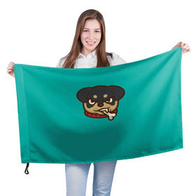 Флаг 3D с принтом Мультяшный ротвейлер. в Петрозаводске, 100% полиэстер | плотность ткани — 95 г/м2, размер — 67 х 109 см. Принт наносится с одной стороны | для детей. | косточка | ошейник | пес | собака