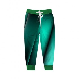 Детские брюки 3D с принтом Emerald lines в Петрозаводске, 100% полиэстер | манжеты по низу, эластичный пояс регулируется шнурком, по бокам два кармана без застежек, внутренняя часть кармана из мелкой сетки | абстракция | геометрия | зеленый