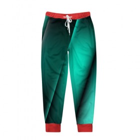 Мужские брюки 3D с принтом Emerald lines в Петрозаводске, 100% полиэстер | манжеты по низу, эластичный пояс регулируется шнурком, по бокам два кармана без застежек, внутренняя часть кармана из мелкой сетки | Тематика изображения на принте: абстракция | геометрия | зеленый