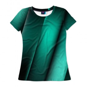 Женская футболка 3D с принтом Emerald lines в Петрозаводске, 100% полиэфир ( синтетическое хлопкоподобное полотно) | прямой крой, круглый вырез горловины, длина до линии бедер | абстракция | геометрия | зеленый