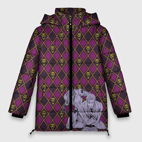 Женская зимняя куртка 3D с принтом Killer Queen x Kira Yoshikage в Петрозаводске, верх — 100% полиэстер; подкладка — 100% полиэстер; утеплитель — 100% полиэстер | длина ниже бедра, силуэт Оверсайз. Есть воротник-стойка, отстегивающийся капюшон и ветрозащитная планка. 

Боковые карманы с листочкой на кнопках и внутренний карман на молнии | jojo | killer queen | kira yoshikage