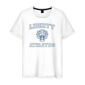 Мужская футболка хлопок с принтом Liberty в Петрозаводске, 100% хлопок | прямой крой, круглый вырез горловины, длина до линии бедер, слегка спущенное плечо. | 13 reasons why | 13 причин почему | lion | лев