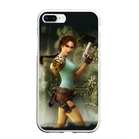 Чехол для iPhone 7Plus/8 Plus матовый с принтом TOMB RAIDER в Петрозаводске, Силикон | Область печати: задняя сторона чехла, без боковых панелей | Тематика изображения на принте: game | girl | gun | lara croft | tomb raider | девушка | игра | оружие | пистолет