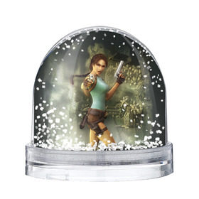 Снежный шар с принтом TOMB RAIDER в Петрозаводске, Пластик | Изображение внутри шара печатается на глянцевой фотобумаге с двух сторон | game | girl | gun | lara croft | tomb raider | девушка | игра | оружие | пистолет