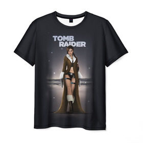 Мужская футболка 3D с принтом TOMB RAIDER в Петрозаводске, 100% полиэфир | прямой крой, круглый вырез горловины, длина до линии бедер | game | girl | gun | lara croft | tomb raider | девушка | игра | оружие | пистолет