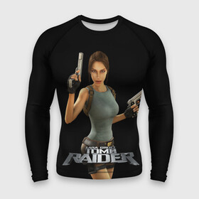 Мужской рашгард 3D с принтом TOMB RAIDER в Петрозаводске,  |  | game | girl | gun | lara croft | tomb raider | девушка | игра | оружие | пистолет