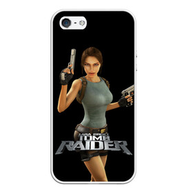 Чехол для iPhone 5/5S матовый с принтом TOMB RAIDER в Петрозаводске, Силикон | Область печати: задняя сторона чехла, без боковых панелей | game | girl | gun | lara croft | tomb raider | девушка | игра | оружие | пистолет