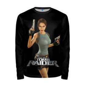 Мужской лонгслив 3D с принтом TOMB RAIDER в Петрозаводске, 100% полиэстер | длинные рукава, круглый вырез горловины, полуприлегающий силуэт | game | girl | gun | lara croft | tomb raider | девушка | игра | оружие | пистолет