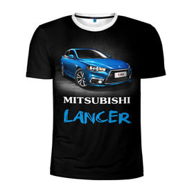 Мужская футболка 3D спортивная с принтом Mitsubishi Lancer в Петрозаводске, 100% полиэстер с улучшенными характеристиками | приталенный силуэт, круглая горловина, широкие плечи, сужается к линии бедра | Тематика изображения на принте: auto | lancer | mitsubishi | авто | автомобиль | водитель | лансер | мицубиси | тачка | японец