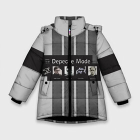 Зимняя куртка для девочек 3D с принтом Группа Depeche Mode в Петрозаводске, ткань верха — 100% полиэстер; подклад — 100% полиэстер, утеплитель — 100% полиэстер. | длина ниже бедра, удлиненная спинка, воротник стойка и отстегивающийся капюшон. Есть боковые карманы с листочкой на кнопках, утяжки по низу изделия и внутренний карман на молнии. 

Предусмотрены светоотражающий принт на спинке, радужный светоотражающий элемент на пуллере молнии и на резинке для утяжки. | Тематика изображения на принте: depeche mode | альтернативный | вестник моды | депеш мод | дэйв гаан | индастриал | лента | мартин гор | музыка | надпись | новая волна | рок | синти поп | электроник | энди флетчер