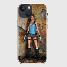 Чехол для iPhone 13 mini с принтом TOMB RAIDER в Петрозаводске,  |  | game | girl | gun | lara croft | tomb raider | девушка | игра | оружие | пистолет