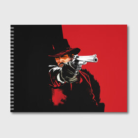Альбом для рисования с принтом Red Dead Redemption в Петрозаводске, 100% бумага
 | матовая бумага, плотность 200 мг. | cowboy | game | gun | jim | red dead redemption | rockstar | west | вестерн | дикий запад | игра | ковбой | оружие | пистолет