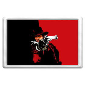 Магнит 45*70 с принтом Red Dead Redemption в Петрозаводске, Пластик | Размер: 78*52 мм; Размер печати: 70*45 | Тематика изображения на принте: cowboy | game | gun | jim | red dead redemption | rockstar | west | вестерн | дикий запад | игра | ковбой | оружие | пистолет