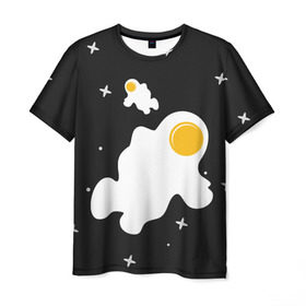 Мужская футболка 3D с принтом Космические яйца в Петрозаводске, 100% полиэфир | прямой крой, круглый вырез горловины, длина до линии бедер | галактика | звезды | ночь | яичница