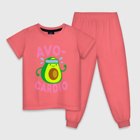 Детская пижама хлопок с принтом Avo-Cardio в Петрозаводске, 100% хлопок |  брюки и футболка прямого кроя, без карманов, на брюках мягкая резинка на поясе и по низу штанин
 | авокадо | еда | кардио | спорт