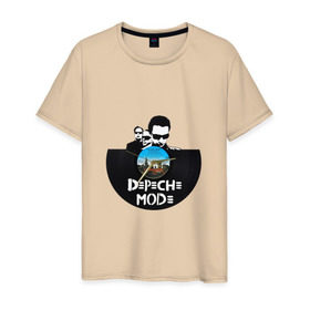 Мужская футболка хлопок с принтом Depeche Mode винил в Петрозаводске, 100% хлопок | прямой крой, круглый вырез горловины, длина до линии бедер, слегка спущенное плечо. | 