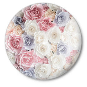 Значок с принтом Букет из роз в Петрозаводске,  металл | круглая форма, металлическая застежка в виде булавки | Тематика изображения на принте: розы | цветы