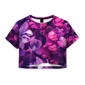 Женская футболка 3D укороченная с принтом Тюльпановый сад в Петрозаводске, 100% полиэстер | круглая горловина, длина футболки до линии талии, рукава с отворотами | flower | краски | природа | розы | тюльпаны | цветы