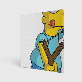 Холст квадратный с принтом Bart Simpson в Петрозаводске, 100% ПВХ |  | барт | разбойник | рогатка. | симпсоны