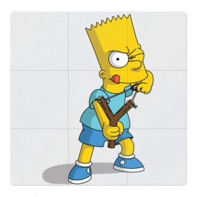 Магнитный плакат 3Х3 с принтом Bart Simpson в Петрозаводске, Полимерный материал с магнитным слоем | 9 деталей размером 9*9 см | барт | разбойник | рогатка. | симпсоны