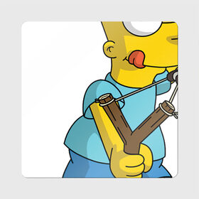 Магнит виниловый Квадрат с принтом Bart Simpson в Петрозаводске, полимерный материал с магнитным слоем | размер 9*9 см, закругленные углы | барт | разбойник | рогатка. | симпсоны