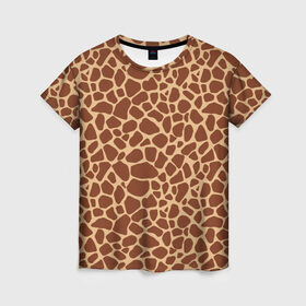 Женская футболка 3D с принтом Жираф в Петрозаводске, 100% полиэфир ( синтетическое хлопкоподобное полотно) | прямой крой, круглый вырез горловины, длина до линии бедер | africa | afro | etnos | girafe | африка | афро | жираф | этно