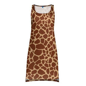 Платье-майка 3D с принтом Жираф в Петрозаводске, 100% полиэстер | полуприлегающий силуэт, широкие бретели, круглый вырез горловины, удлиненный подол сзади. | africa | afro | etnos | girafe | африка | афро | жираф | этно