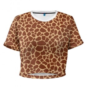 Женская футболка 3D укороченная с принтом Жираф в Петрозаводске, 100% полиэстер | круглая горловина, длина футболки до линии талии, рукава с отворотами | Тематика изображения на принте: africa | afro | etnos | girafe | африка | афро | жираф | этно
