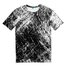 Мужская футболка 3D с принтом Просто штрихи в Петрозаводске, 100% полиэфир | прямой крой, круглый вырез горловины, длина до линии бедер | абстракция | абстракция красок | брызги красок | краска | потертость красок | текстура | царапины | черно белый | штрихи