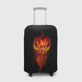 Чехол для чемодана 3D с принтом Огненное перо в Петрозаводске, 86% полиэфир, 14% спандекс | двустороннее нанесение принта, прорези для ручек и колес | fire | flame | in fire | smoke | в огне | дым | огненное перо | огненный | огонь