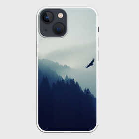 Чехол для iPhone 13 mini с принтом ОРЁЛ НАД ЛЕСОМ   EAGLE OVER THE FOREST в Петрозаводске,  |  | bird | dark | fog | forest | heaven | jh k | ktc | sky | texture | деревья | животные | лес | небо | орел | природа | птица | птицы | текстуры | тёмный лес | туман