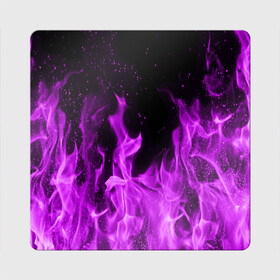 Магнит виниловый Квадрат с принтом ФИОЛЕТОВЫЙ ОГОНЬ | VIOLET FLAME NEON в Петрозаводске, полимерный материал с магнитным слоем | размер 9*9 см, закругленные углы | лиловый | пламя | яркий